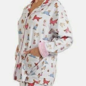 LIVE LOVE LOUNGE NWT Dogs in PJ's Women Flannel PJ Top size large